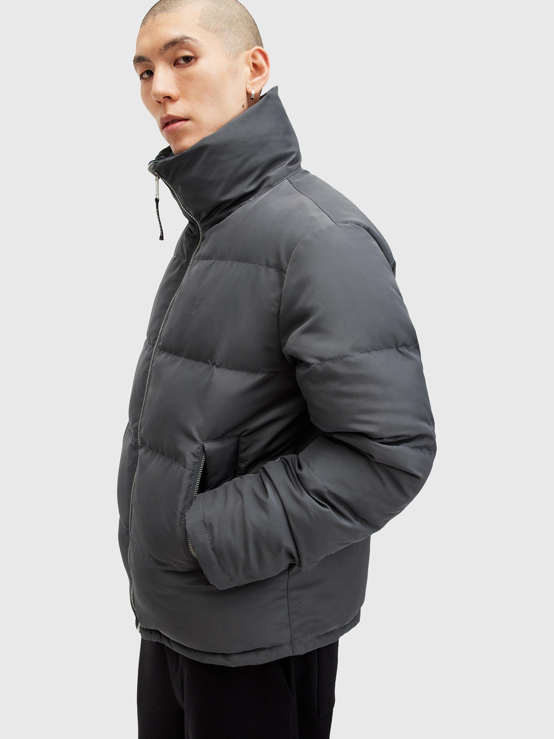 Product image 7 of 10, which shows AllSaints Novern Reversible Puffer Jacket, Blue Multi Blue, XL