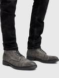 AllSaints Drago Suede Lace-Up Boots, Grey Charcoal