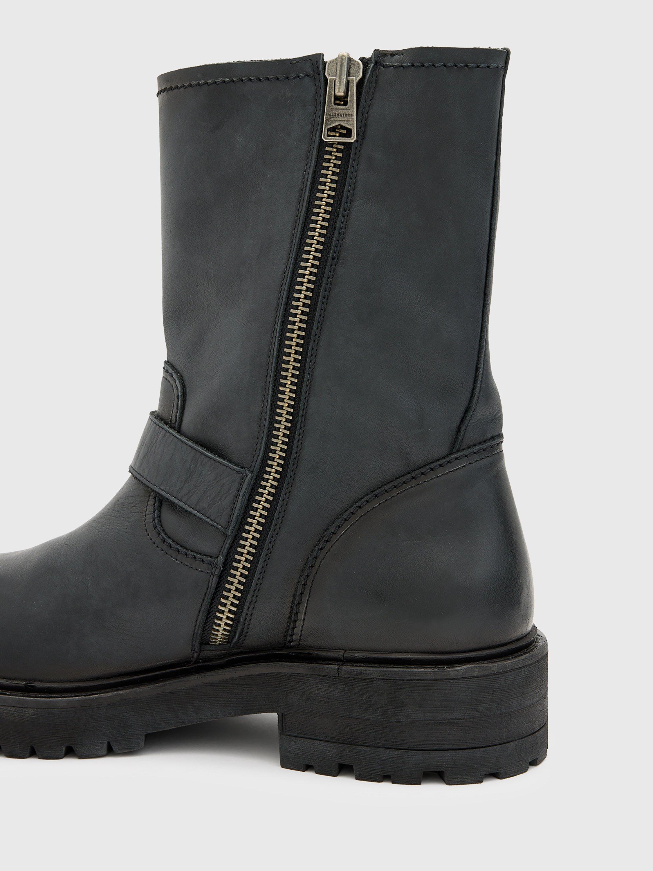 Product image 5 of 6, which shows AllSaints Tait Leather Chunky Boots, Black, EU44