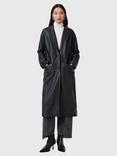 AllSaints Aire Longline Leather Coat, Black