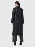 AllSaints Aire Longline Leather Coat, Black