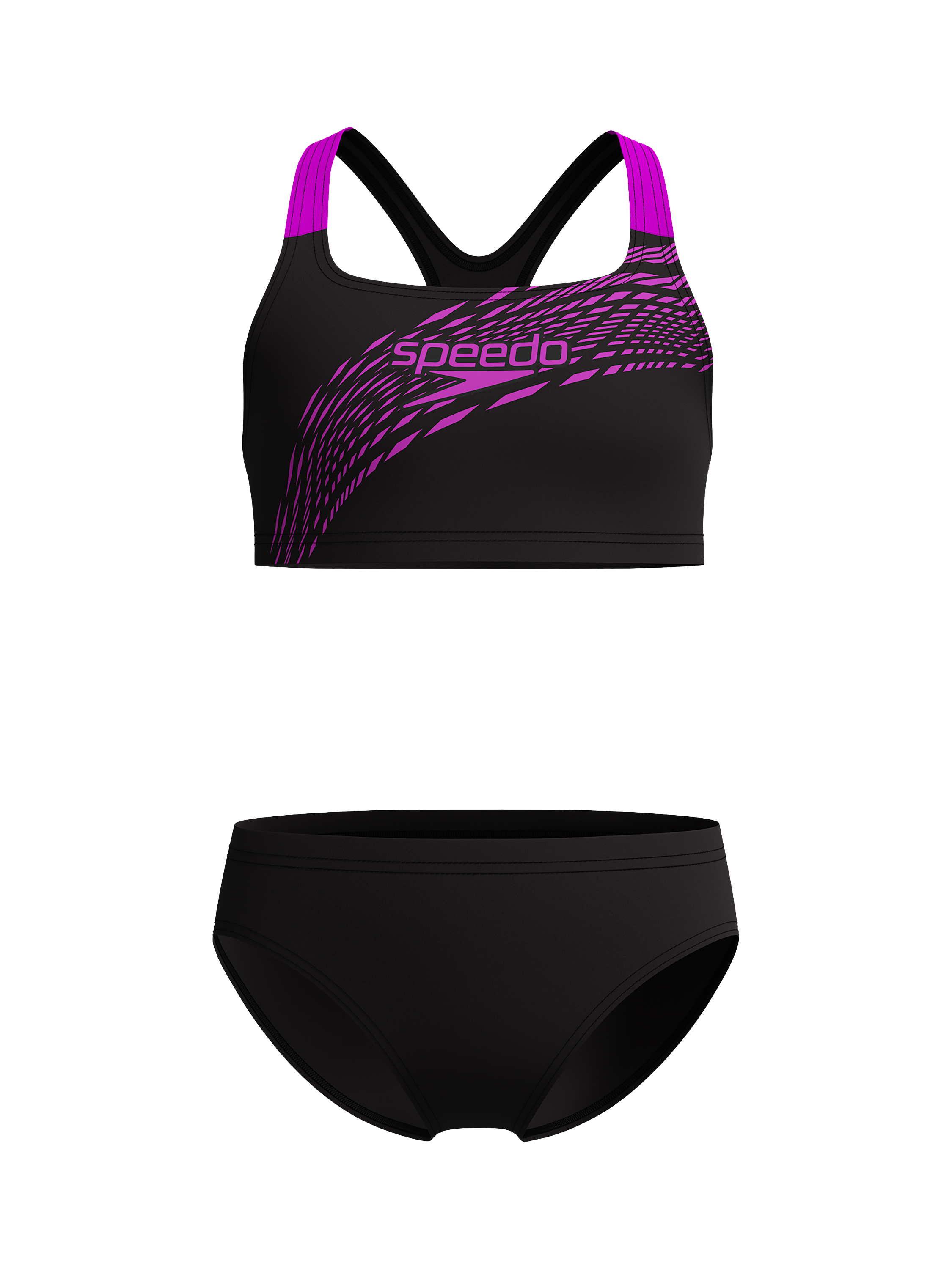 Product image 1 of 5, which shows Speedo Kids' Medley Logo Two Piece Swimsuit, Diva, 5-6 years
