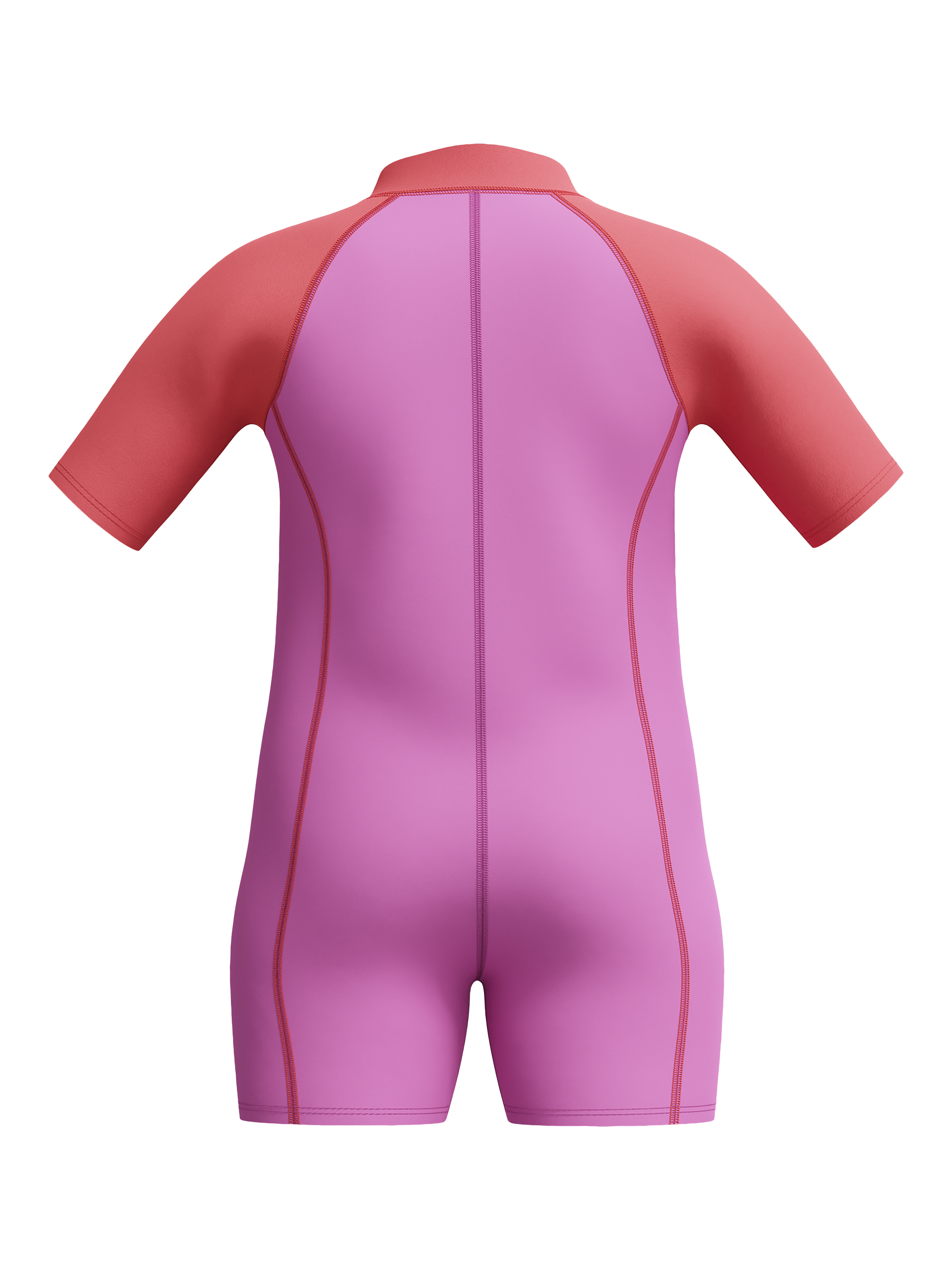 Product image 2 of 5, which shows Speedo Kids' Neoprene Shortie Wetsuit, Neon Violet/Coral, 6-9 months