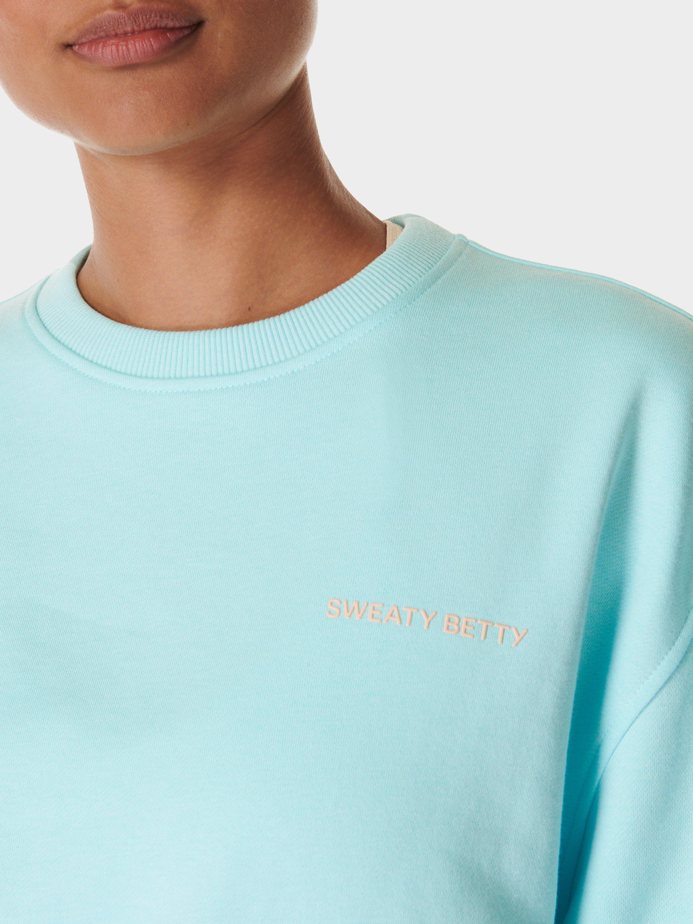 Sweaty Betty Revive Crew Neck Organic Cotton Blend Sweatshirt, Aqua Pop Blue