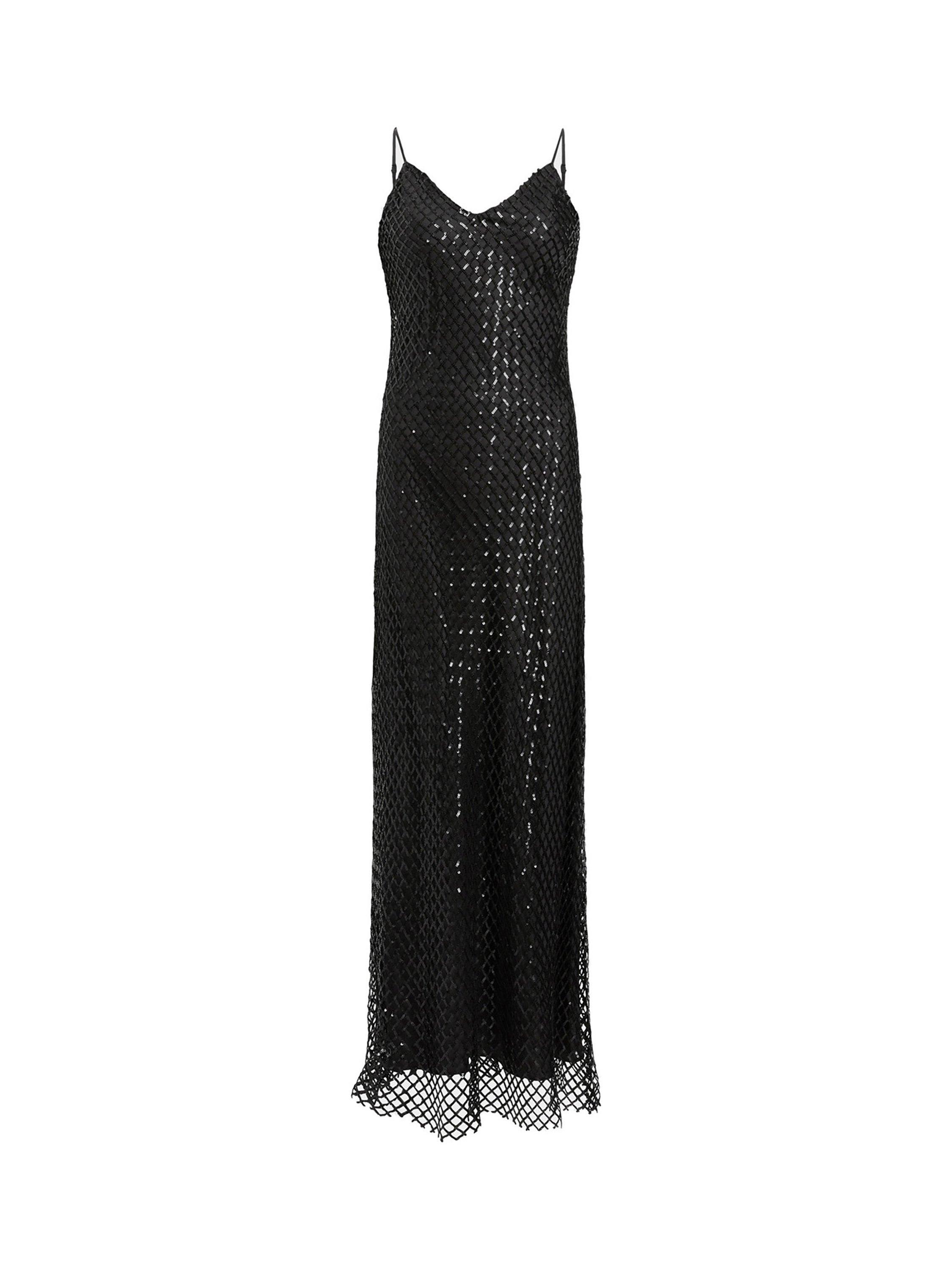 Product image 4 of 5, which shows AllSaints Chantelle Sequin Dress, Black, 10