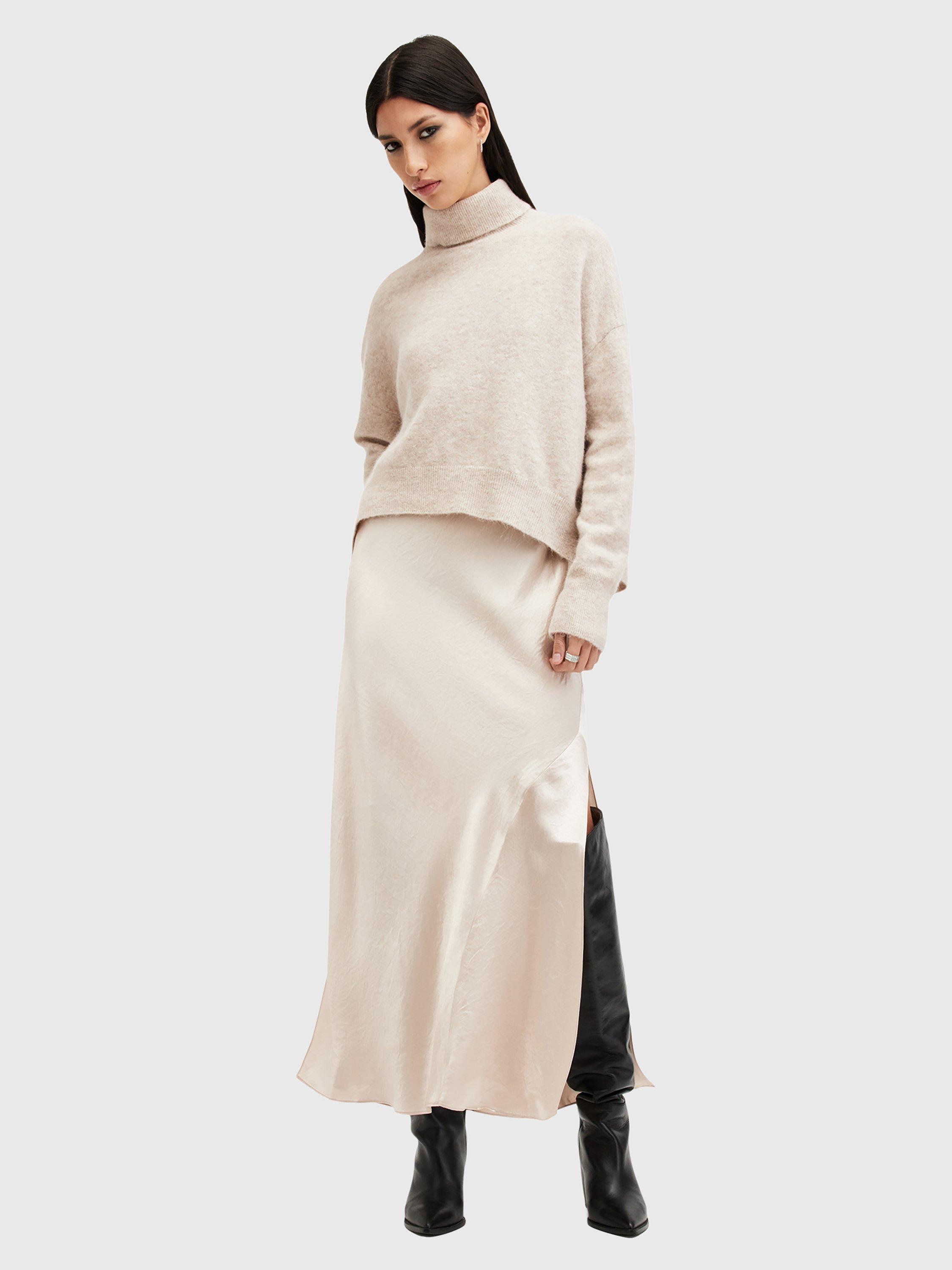 AllSaints Nico Wool Rich Dress, Fawn