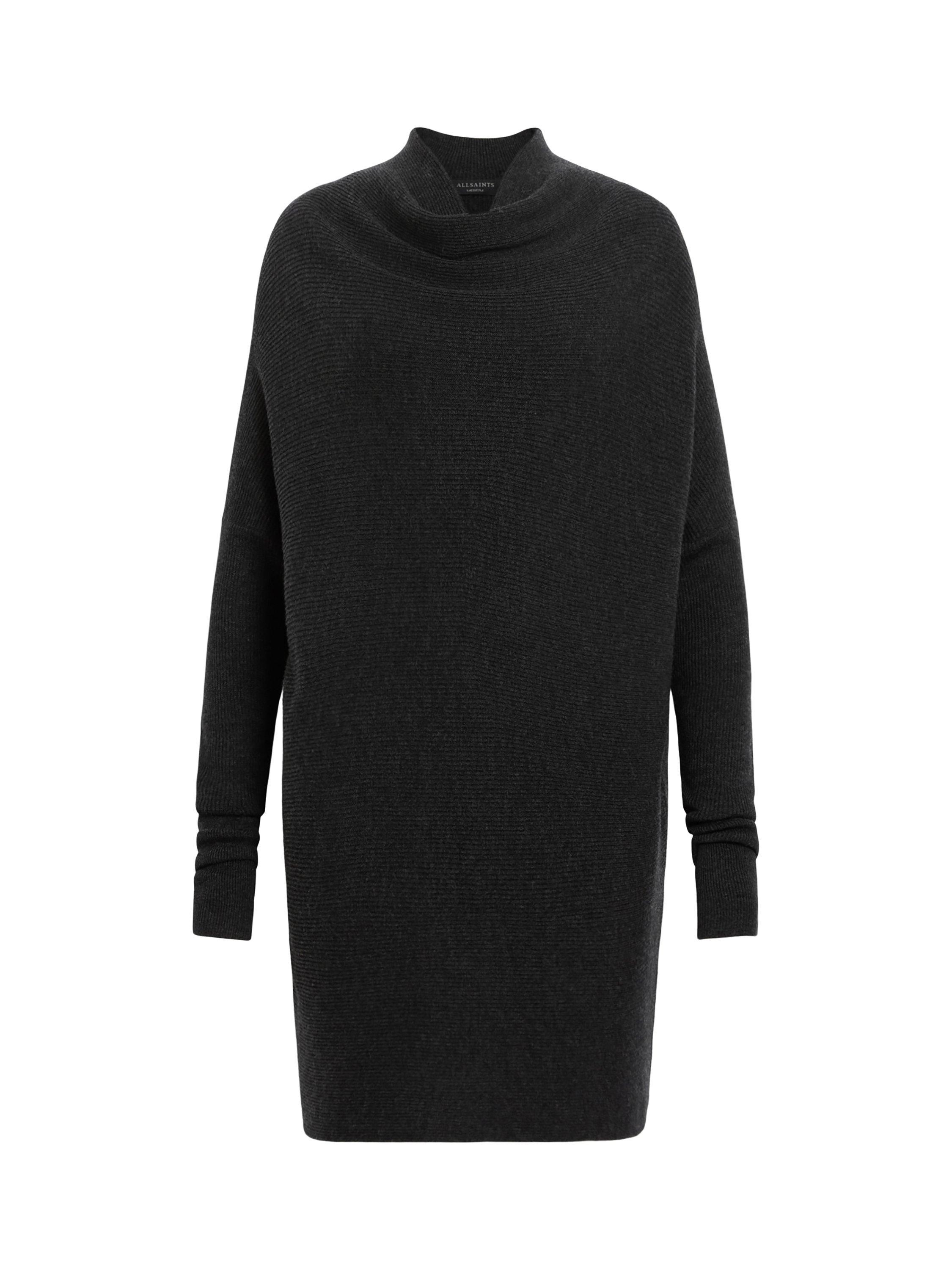 AllSaints Ridley Wool Cashmere Jumper Dress Cinder Black Marl