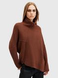 AllSaints Lock Roll Neck Wool Blend Jumper, Brown