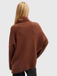 AllSaints Lock Roll Neck Wool Blend Jumper, Brown