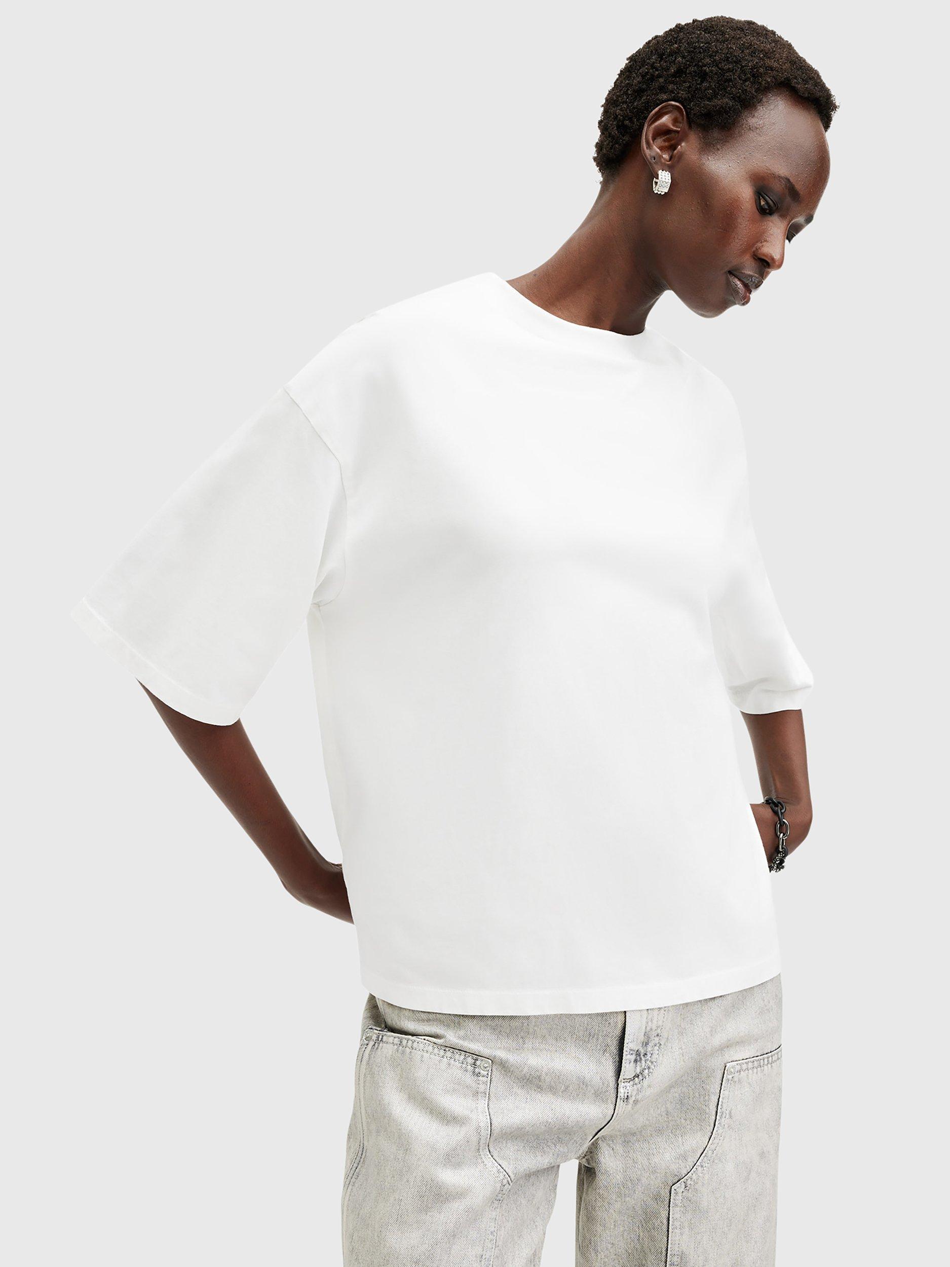 AllSaints Amelie Underground Organic Cotton T-Shirt, Optic White