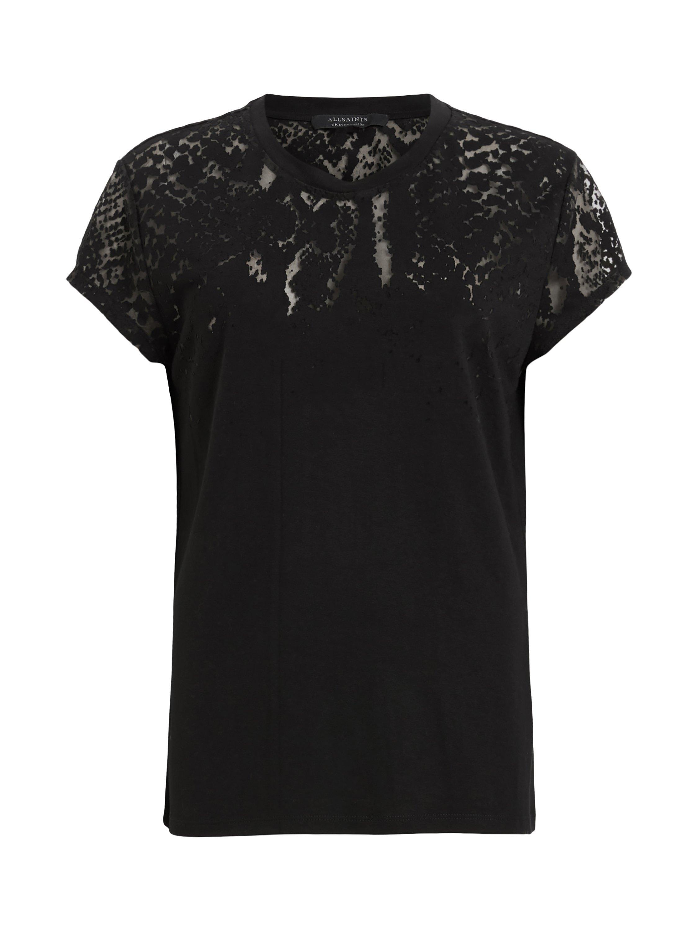 Product image 4 of 7, which shows AllSaints Anna Snake T-Shirt, Black, L