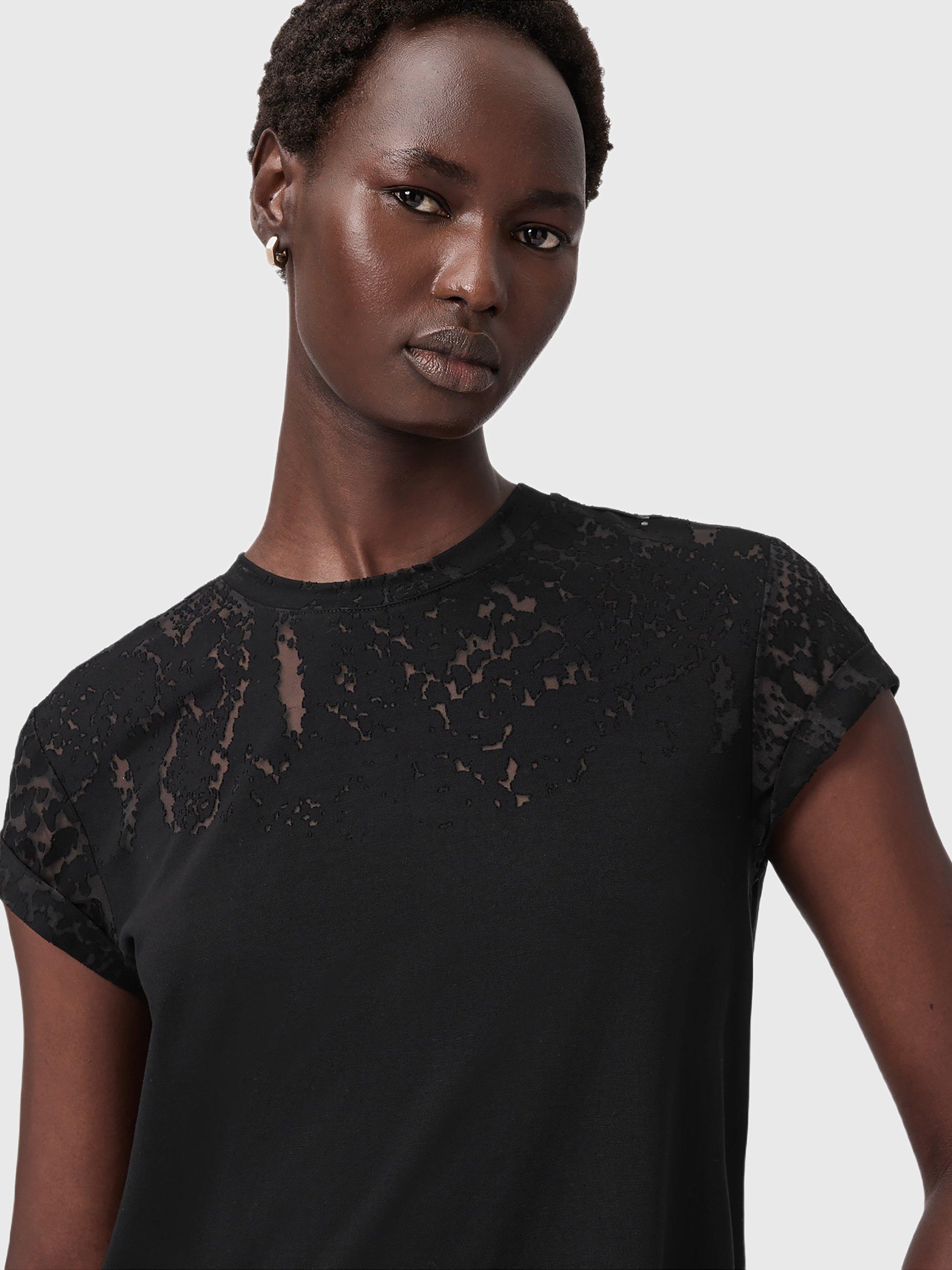 Product image 5 of 7, which shows AllSaints Anna Snake T-Shirt, Black, L