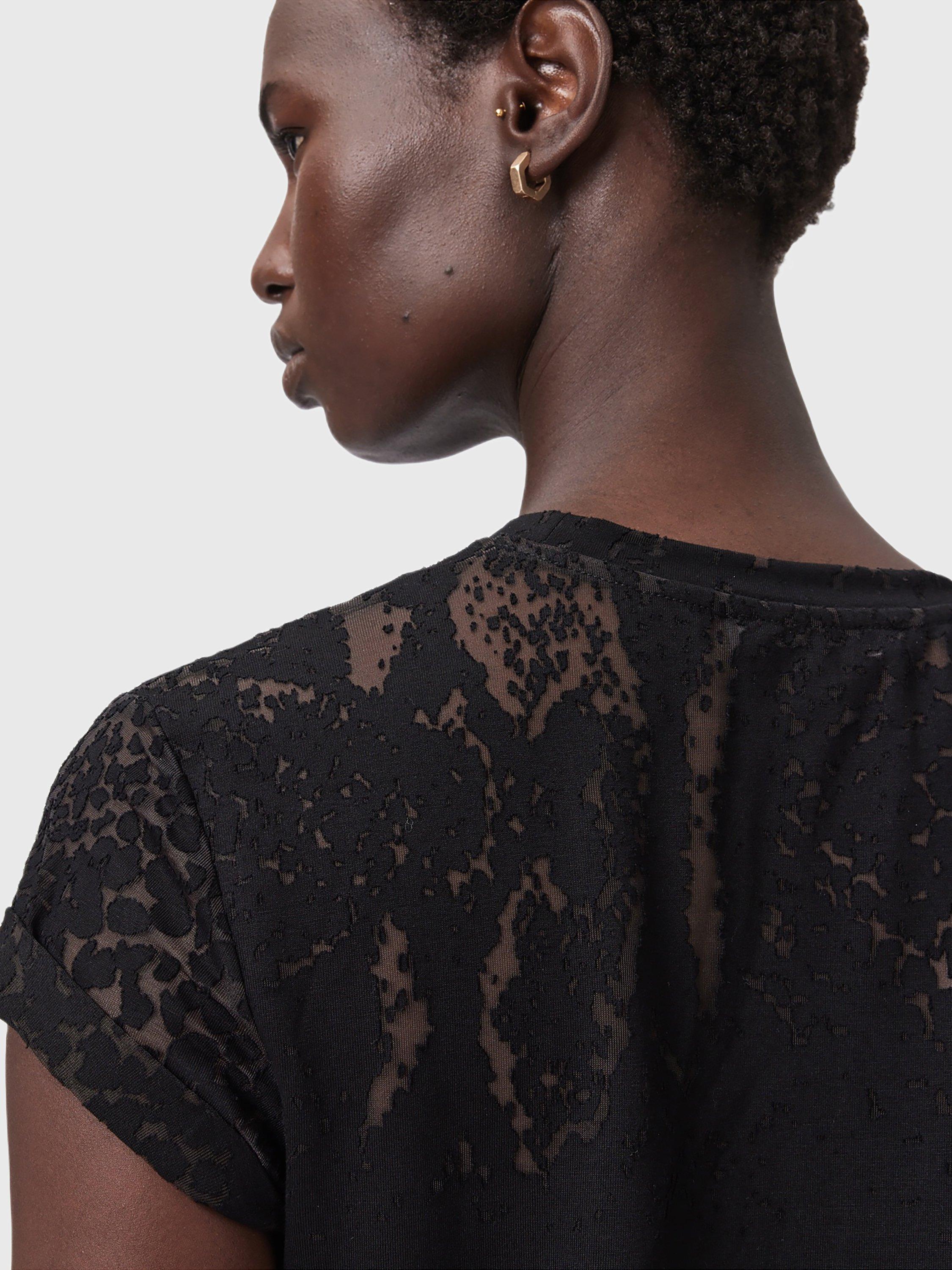 Product image 7 of 7, which shows AllSaints Anna Snake T-Shirt, Black, L