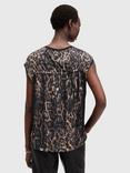 AllSaints Kalma Leopard Print Organic Cotton Top, Jinx Golden Brown