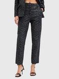 AllSaints Aurora Animal Print Trousers, Black/Multi