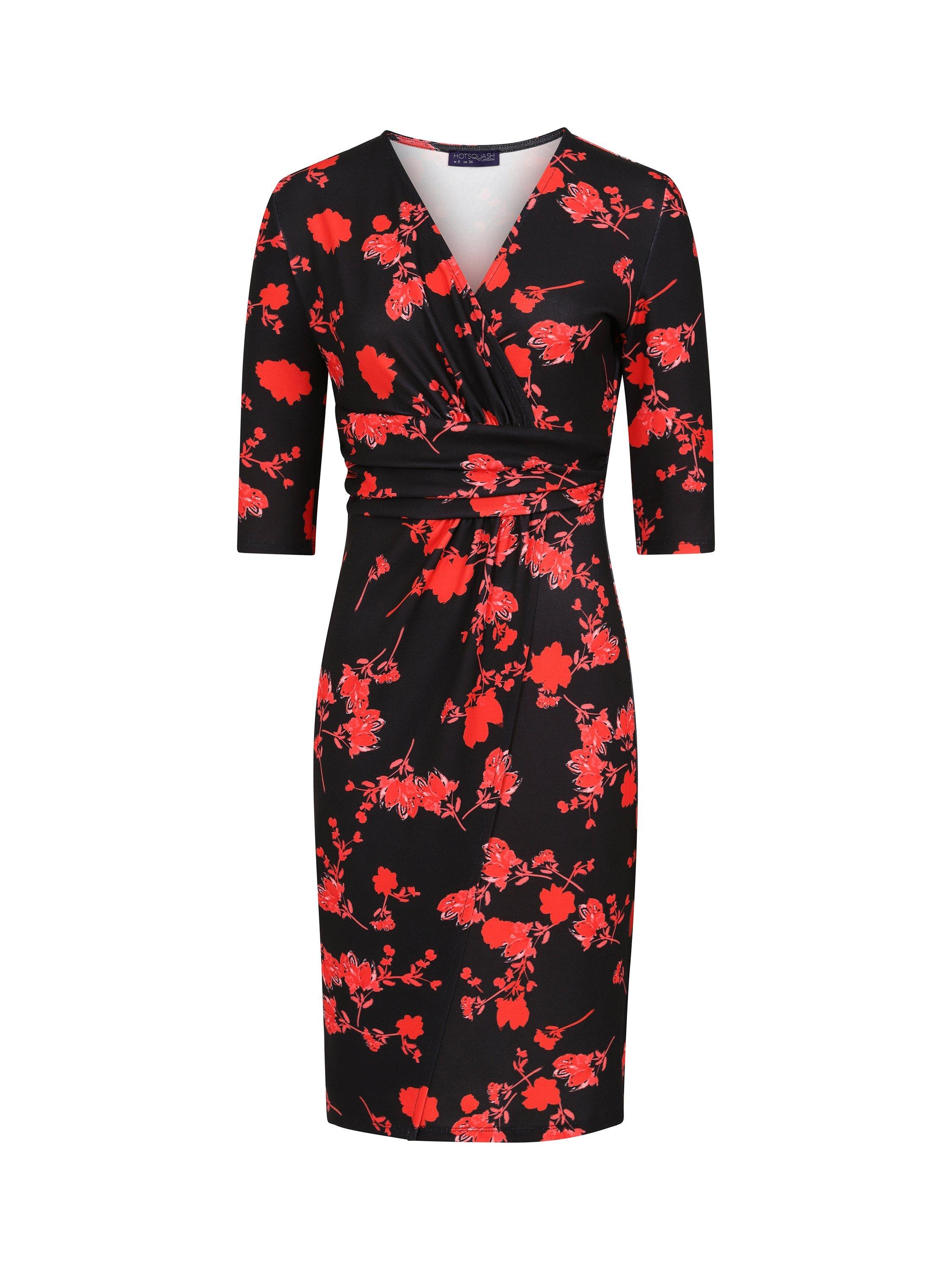 Product image 7 of 8, which shows HotSquash Ascot Floral Dress, Red/Black, 8