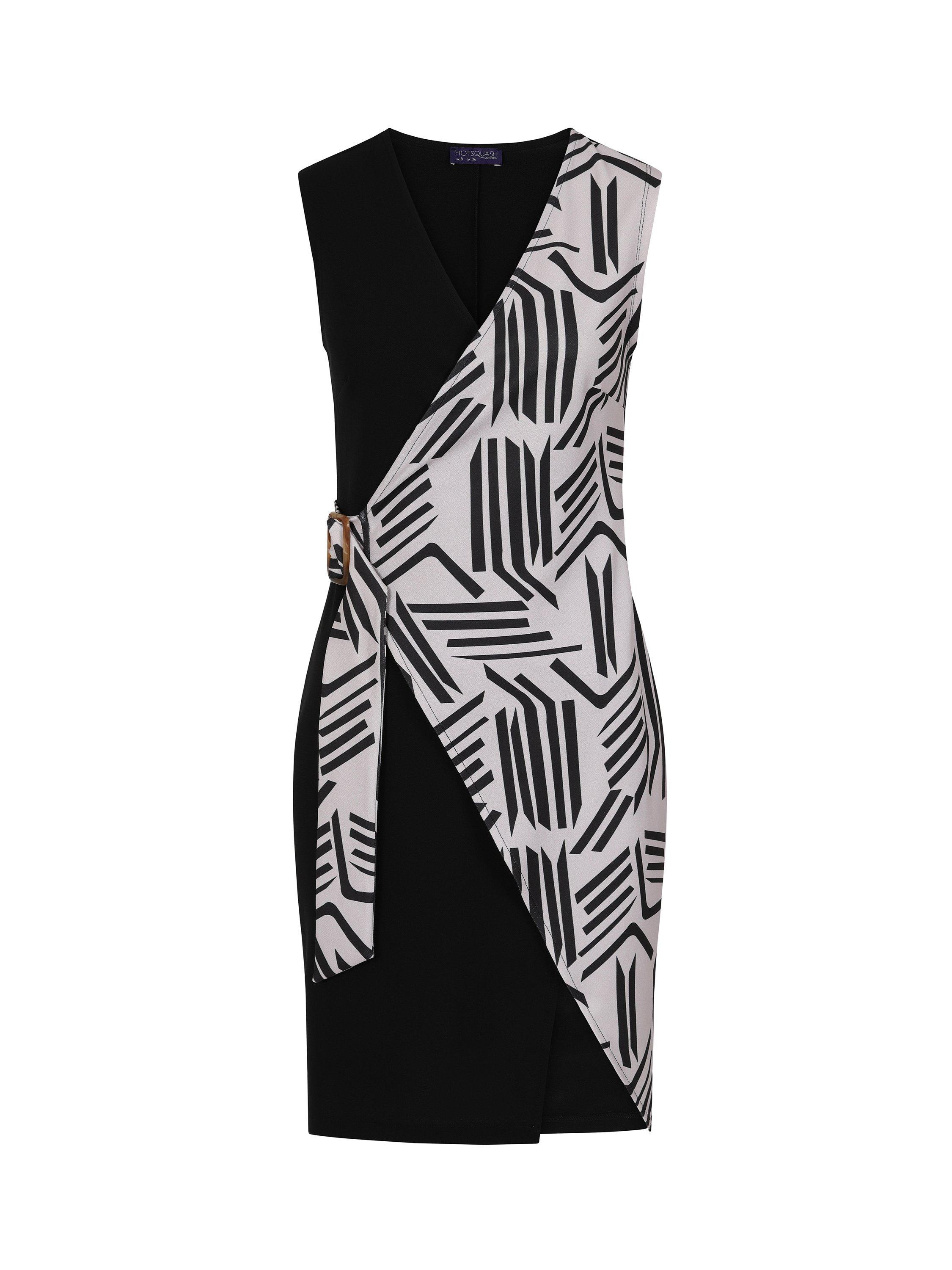 Product image 5 of 6, which shows HotSquash Buckle Tie Sleeveless Trench Dress, Black/Grey, 8
