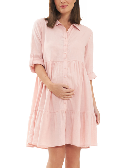 Ripe Adel Linen Blend Maternity Dress, Soft Pink
