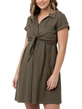 Ripe Colette Tie Up Linen Blend Maternity Dress, Olive