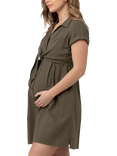 Ripe Colette Tie Up Linen Blend Maternity Dress, Olive