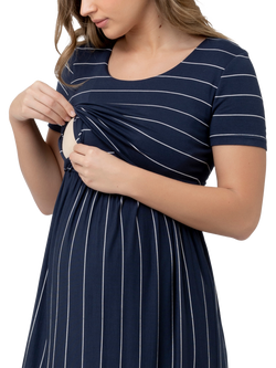 Ripe Stripe Maternity & Nursing Dress - view 2, Indigo White