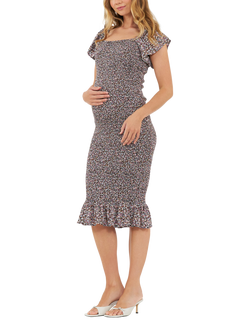 Ripe Cyprus Shirred Maternity Dress, Black - view 2, Black