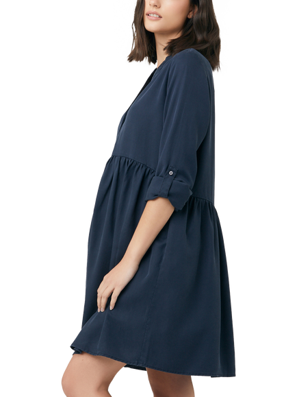 Ripe Demi Shirt Maternity & Nursing Dress, Navy - view 2, Navy