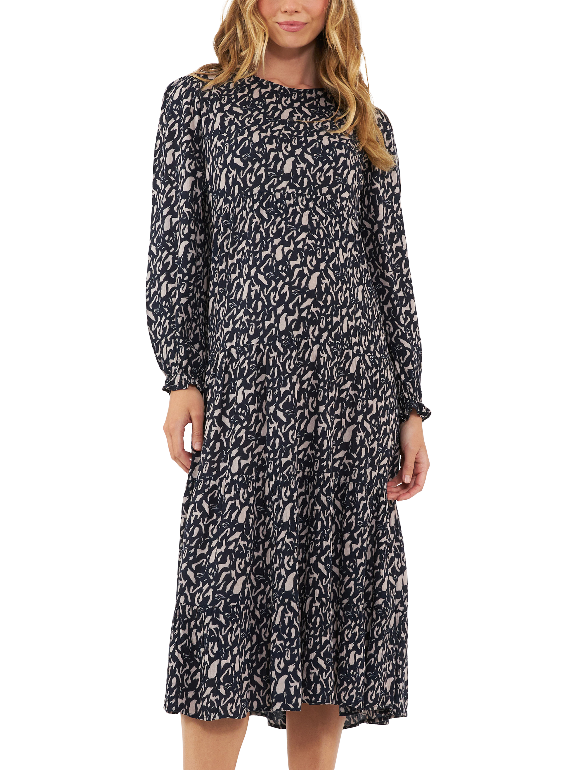 Product image 1 of 6, which shows Ripe Izzie Tiered Maternity Dress, Midnight/Mocha, XS