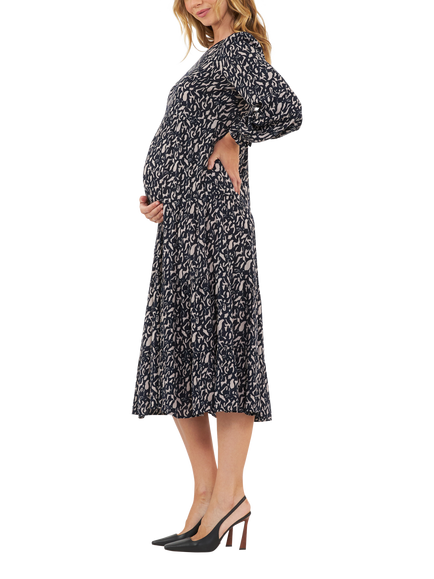 Ripe Izzie Tiered Maternity Dress, Midnight/Mocha - view 2, Midnight/Mocha
