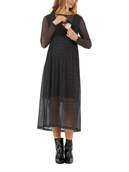 Ripe Jen Nursing Dress, Brown/Black - view 2, Brown/Black