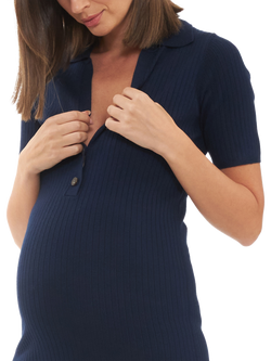 Ripe Maddy Maternity Knit Polo Dress, Navy - view 2, Navy