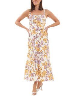 Ripe Maya Maternity Floral Linen Blend Dress, Natural, Natural