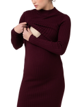 Ripe Nella Rib Knit Maternity & Nursing Dress, Maroon