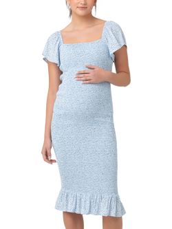 Ripe Selma Shirred Maternity Dress, Pale Blue