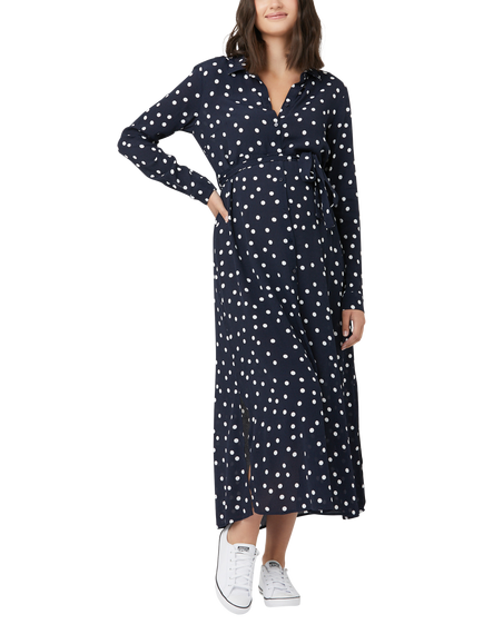 Ripe Spot Shirt Maternity Dress, Navy/White, Navy/White