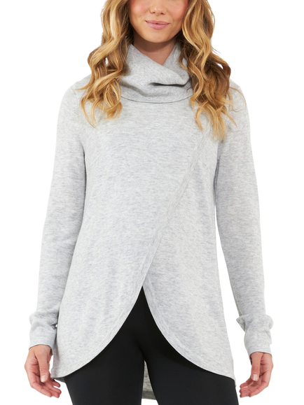Ripe Cowl Neck Wool Blend Maternity & Nursing Knit, Silver Marle, Silver Marle