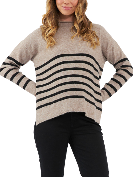 Ripe Gerrie Stripe Maternity & Bursing Wool Blend Jumper, Mocha, Mocha