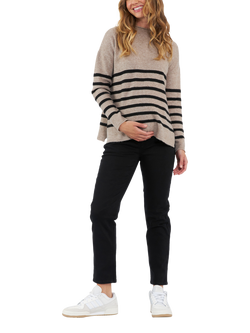 Ripe Gerrie Stripe Maternity & Bursing Wool Blend Jumper, Mocha - view 2, Mocha