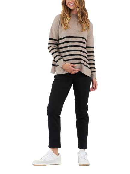 Ripe Gerrie Stripe Maternity & Bursing Wool Blend Jumper, Mocha - view 2, Mocha