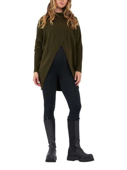 Ripe Hallie Cross Over Nursing Knit Top, Khaki - view 2, Khaki