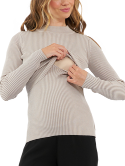 Ripe Lift Up Nursing Knit Top - view 2, Stone