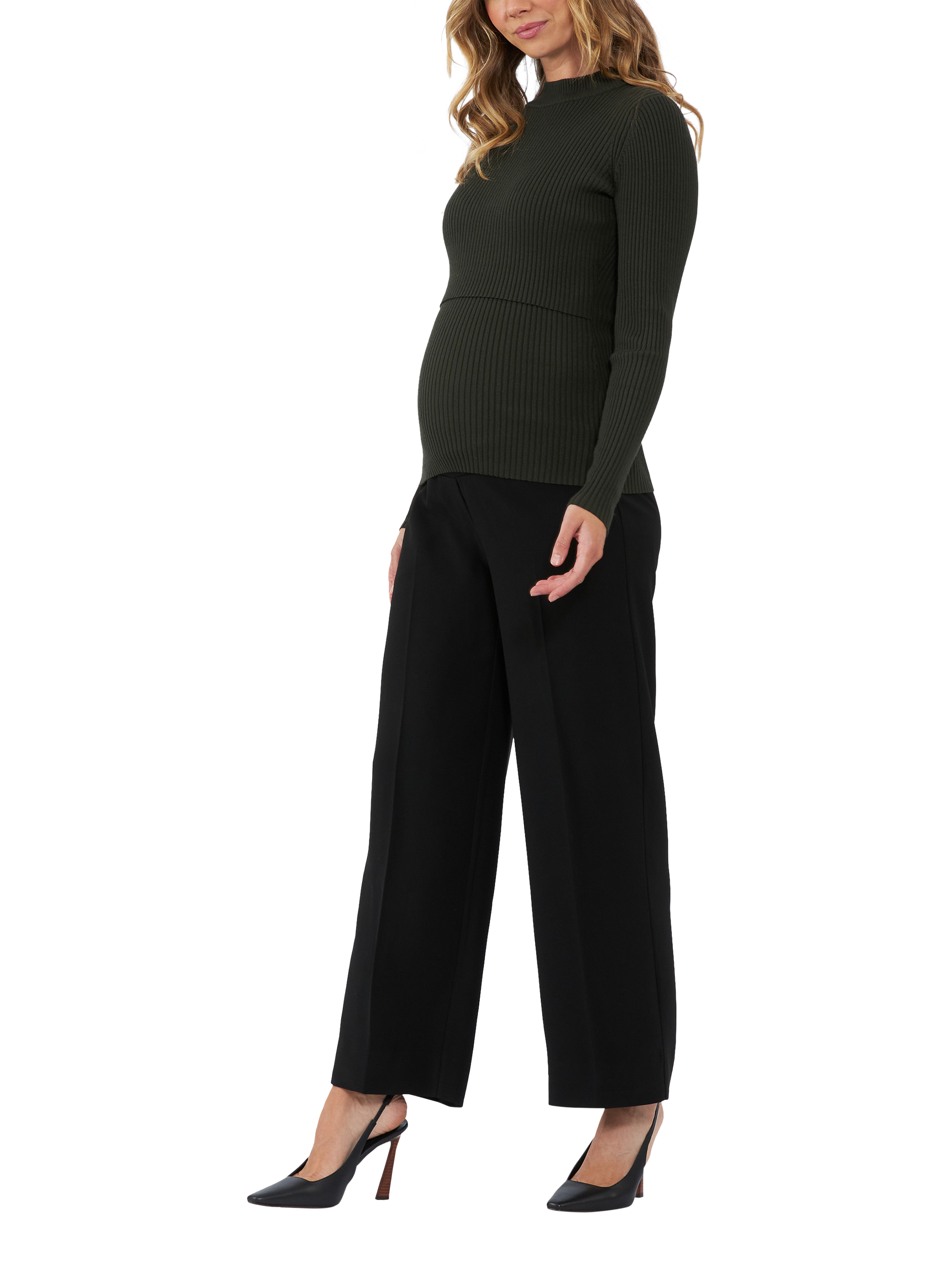 Product image 3 of 5, which shows Ripe Lift Up Nursing Knit Top, Ivy, XS
