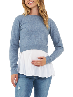 Ripe Sandy Knit Maternity & Nursing Knit Top, Denim Marle, Denim Marle