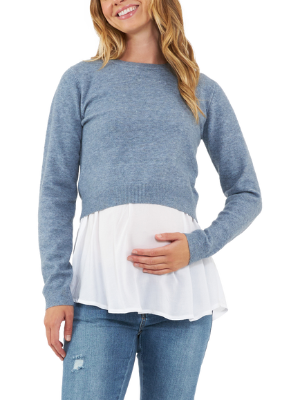 Ripe Sandy Knit Maternity & Nursing Knit Top, Denim Marle, Denim Marle