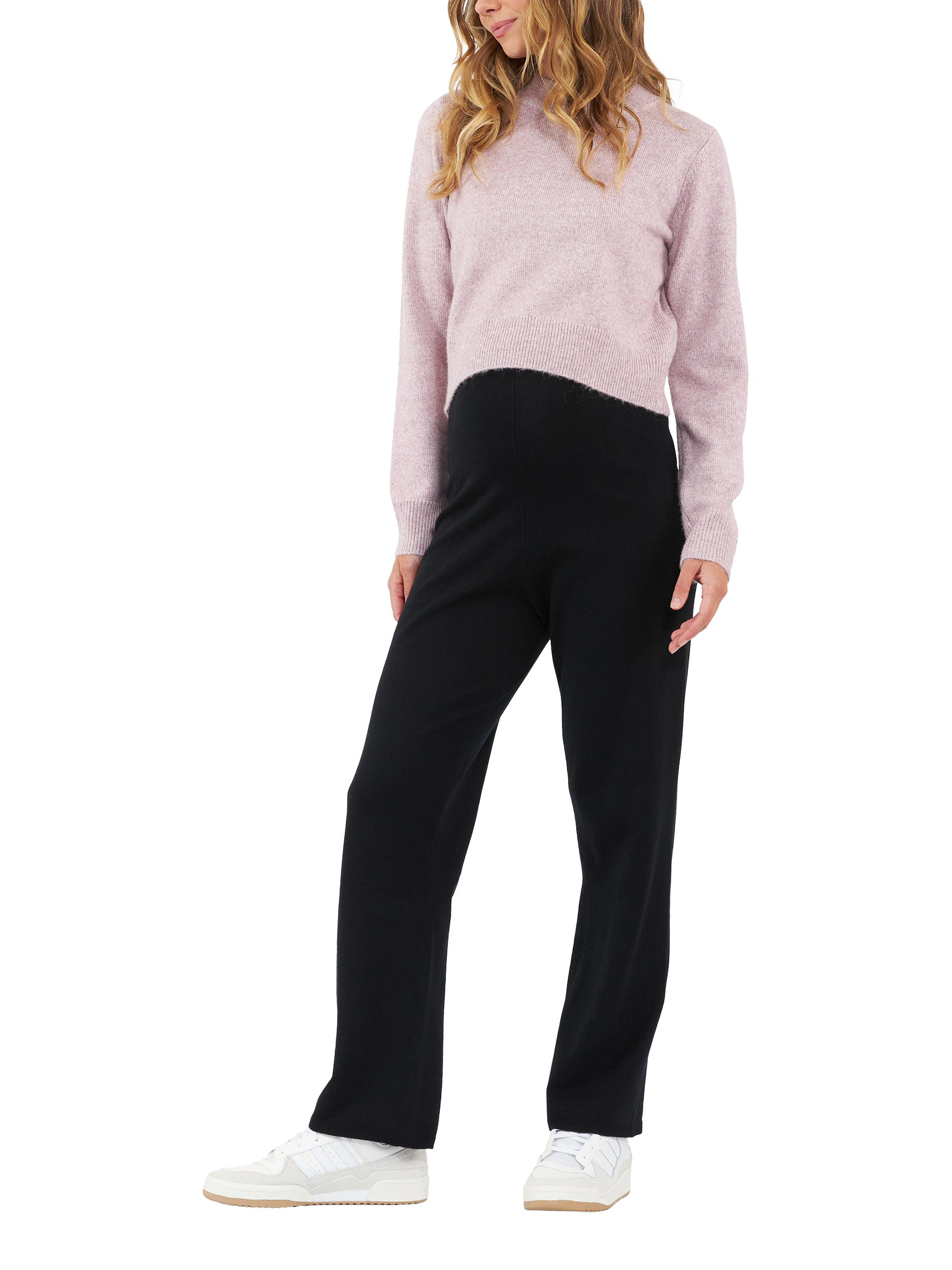 Product image 5 of 5, which shows Ripe Tia Crop Knit Maternity Jumper, Pink Marle, XS