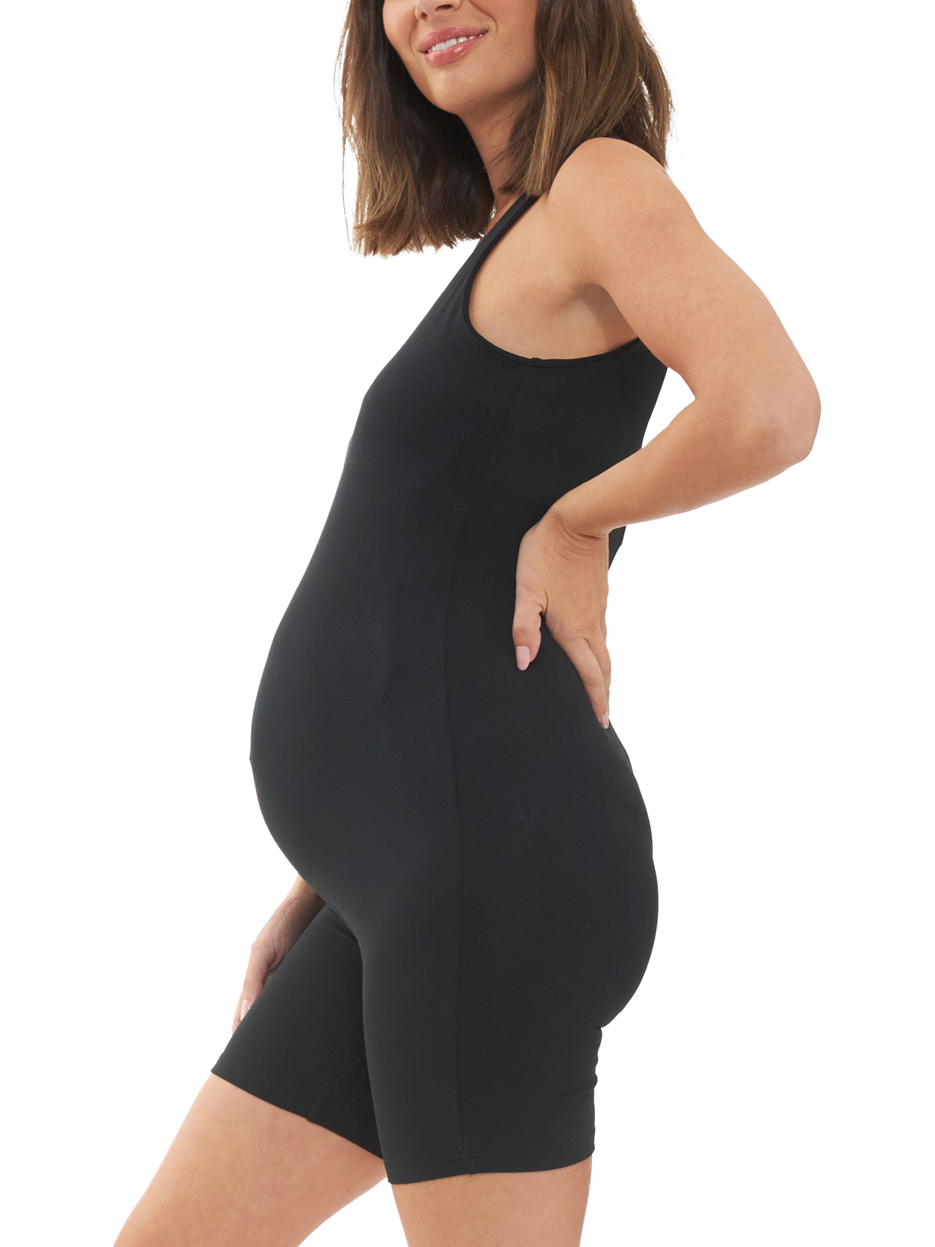 Product image 4 of 6, which shows Ripe Luxe Knit Maternity Bodysuit, Black, XS