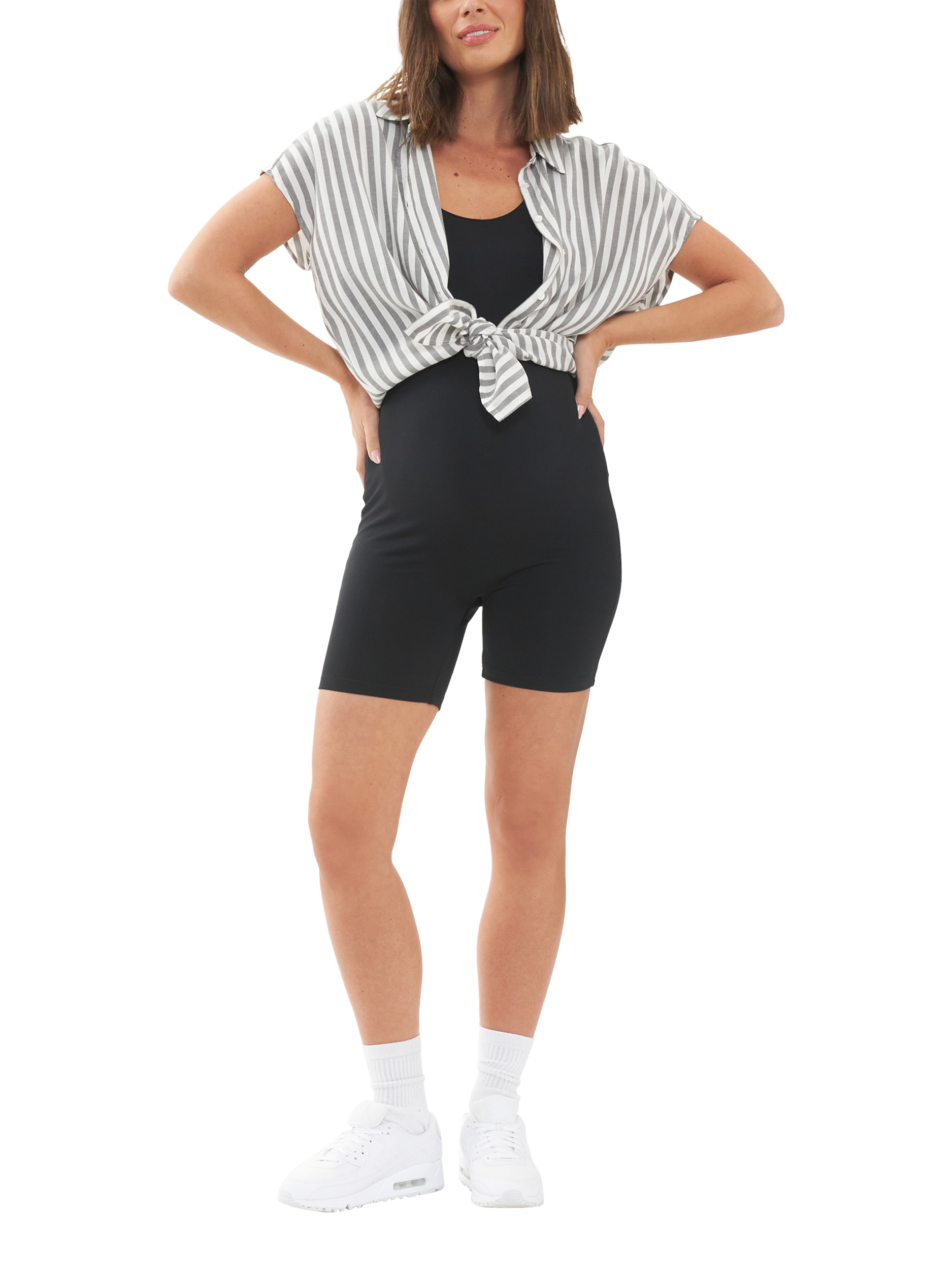 Product image 6 of 6, which shows Ripe Luxe Knit Maternity Bodysuit, Black, XS