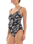 Ripe Trina Floral Maternity Swimsuit, Black/Natural