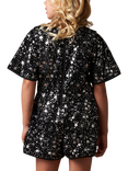 Angel & Rocket Kids' Nova Sequin Playsuit, Black/Silver, Black/Silver