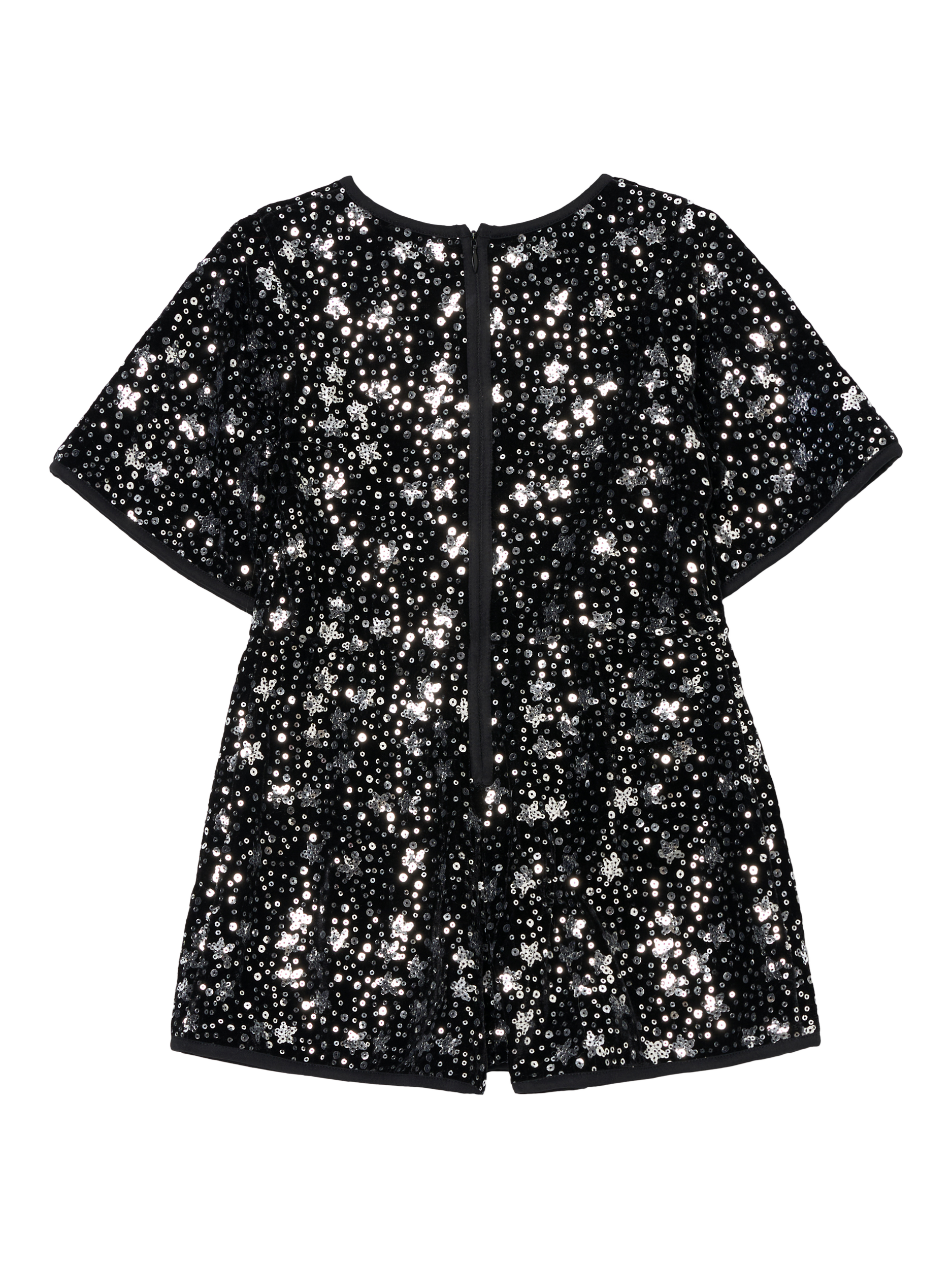 Product image 6 of 7, which shows Angel & Rocket Kids' Nova Sequin Playsuit, Black/Silver, 11 years
